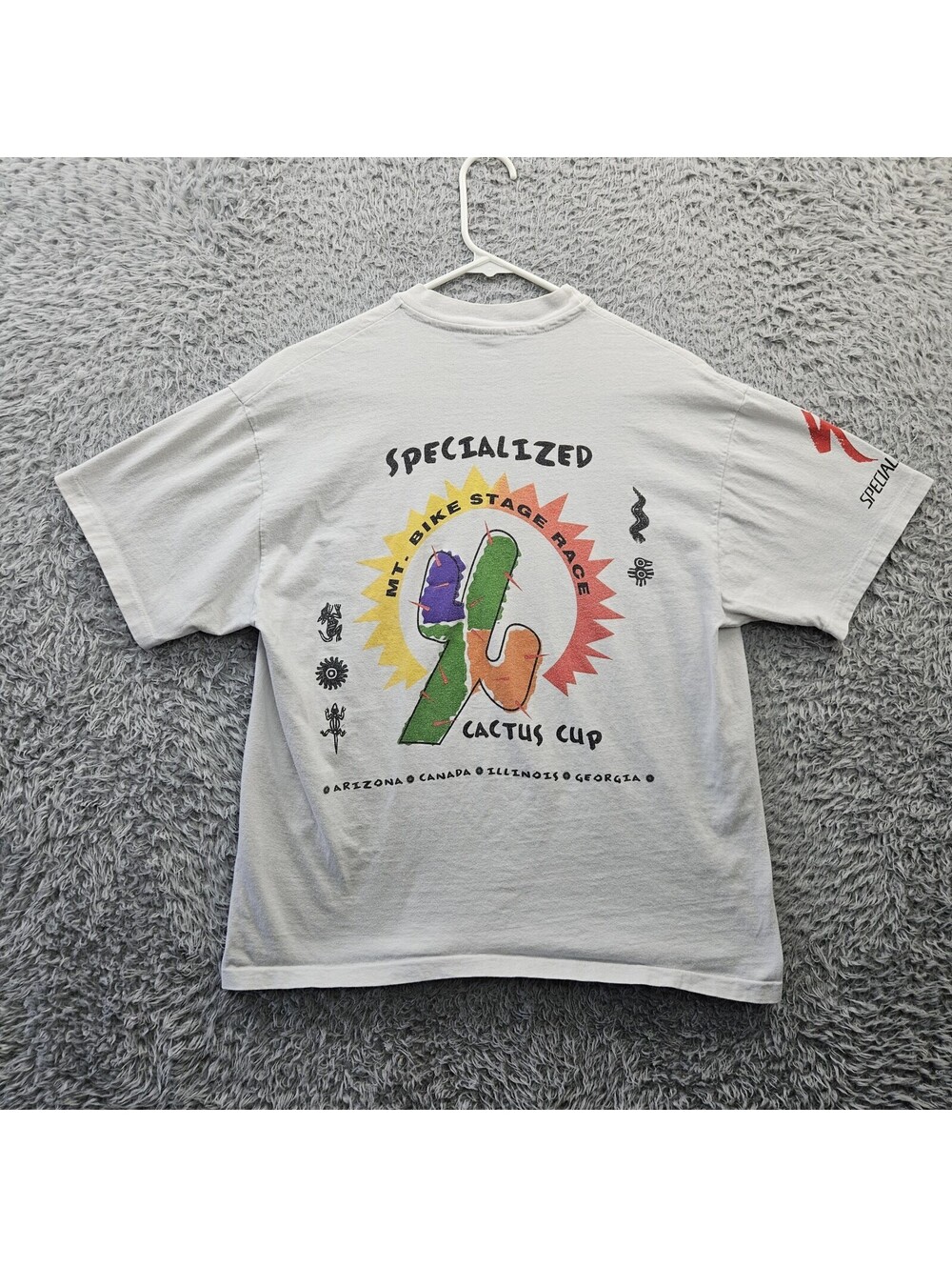 Vintage Cycling T Shirt Specialized Cactus Cup Men Large 1990s *Stain